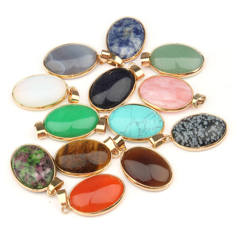 Natural Stone Agates Pendant Oval Shape Pendants for Jewelry Making DIY Necklace Accessories Size 3.6*1.9*0.7cm ► Photo 1/6