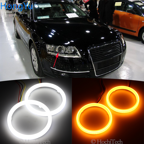 Cotton Switchback LED White Amber Angel Eye Halo Rings DRL turn signal light for Audi A6 S6 RS6 2005 2006 2007 2008 ► Photo 1/6