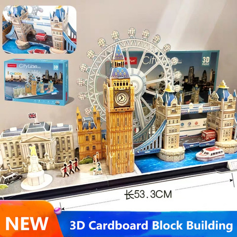3D Card Board Jigsaw Famous World  Building  City Line London Peking New York Puzzle Construction Brick Model Paper Building ► Photo 1/6