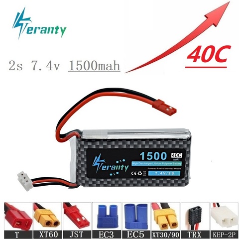 High Rate 40C 7.4V 1500mAh Lipo Battery For RC Helicopter Parts 2s Lithium battery 7.4 v Airplanes battery with JST/T/XT60 Plug ► Photo 1/6