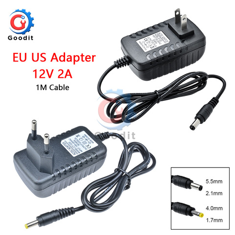 EU US Plug Adapter AC 100-240V to DC 12V 2A lighting transformers Power Supply Adapter Converter Charger For LED Strip light ► Photo 1/6