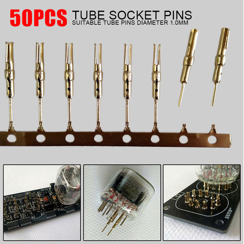 50pcs/set Durable Tube Pins Nixie/VFD Tinned Brass Tube Socket Pins 1.0mm Gold Plated IN-12 IN-18 IN-8 QS30-1 ► Photo 1/6