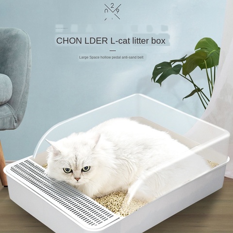 Cat Litter Box Basin Cat Toilet Semi-closed Plate Square Dung Basin Pet Toilet Cat-toilet-training-kit ► Photo 1/5