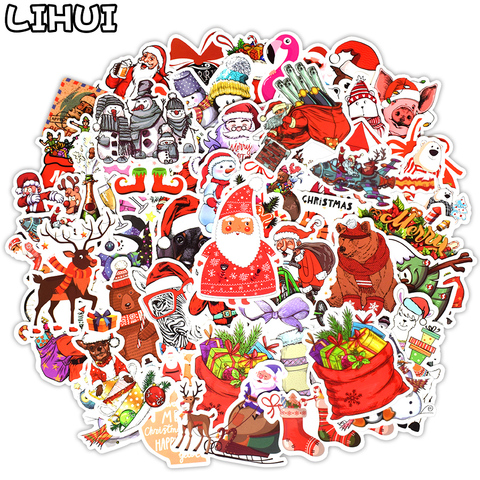 50 PCS Merry Christmas Stickers Gifts for Kids Santa Claus Decal Xmas Tree Cute Sticker Decor Scrapbook Laptop Skateboard Guitar ► Photo 1/6