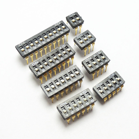 10PCS KI BLACK Gold 1/2/3/4/5/6/8 Position bit DIP switch doule Row PITCH 2.54MM Slide Switches KI-01/02/03/04/05/06/08 ► Photo 1/2