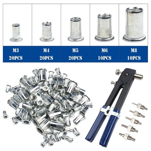 86Pcs Household Repair Tools Set M3-M8 Blind Hand Rivet Nuts Threaded Insert Rivet Tool Riveter Gun with Nutsert Riveting ► Photo 1/6