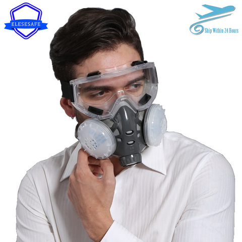 New Anti Dust Mask Full Face Respirator Dual 4-Layer Filters Safety Goggles For Carpenter Polishing Daily Haze Safety Protection ► Photo 1/5