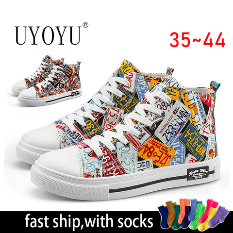 High top men's 2022 printed black Canvas Shoes all Vulcanize Shoes Women stars Casual skateboarding shoes Classic Brand Sneakers ► Photo 1/6