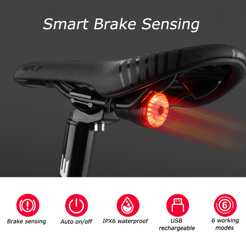 LEADBIKE Smart Brake Sensing Bicycle Rear Lights Cycling Light Waterproof USB Charging Bike Lights Led Taillight Mtb Accesorios ► Photo 1/6