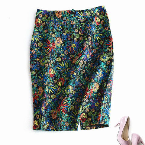 Spring Autumn Elegant Women Botanical Floral Pencil Skirt Vintage Slim Midi Skirts Women Faldas Mujer Femme Feminina 2022 ► Photo 1/6