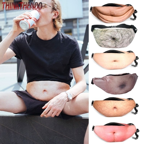 Novelty Fun Men Women Dad Bag Dad Bod Waist Bags Beer Fat Hairy Belly Fanny Pack F3MD ► Photo 1/5