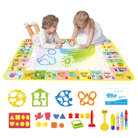 Coolplay Water Drawing Mat Doodle Mat Baby Mat & Magic Pens & Stamps Set Painting  Board Educational Toys for Kids Xmas Gift ► Photo 1/6