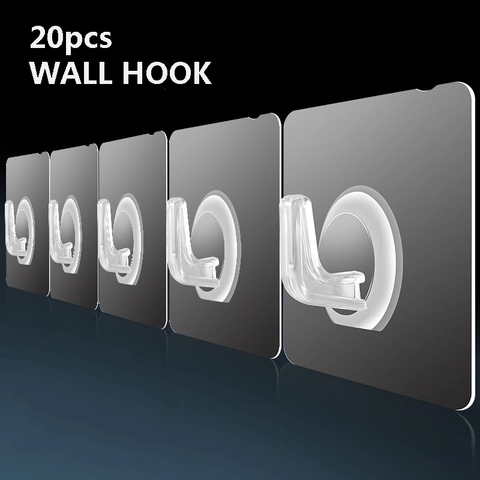 20Pcs Self Adhesive Door Wall Hangers Hooks Suction Heavy Load Rack Cup Sucker