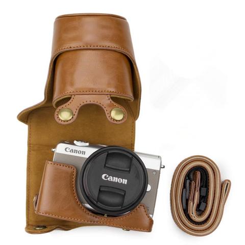 PU Leather Retro Camera Case Shoulder Bag Hard Bags For Canon EOS M200 M100 M10 camera with 15-45mm lens ► Photo 1/6