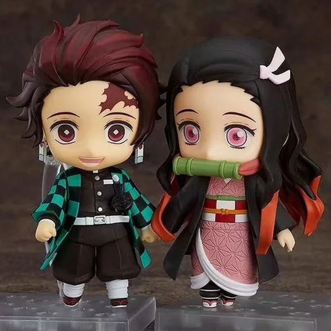 10 cm Q.ver Kimetsu no Yaiba Kamado Nezuko Tanjirou PVC Action Figure 2 Face 1194 Nezuko  Anime Demon Slayer Figurine Toys ► Photo 1/6