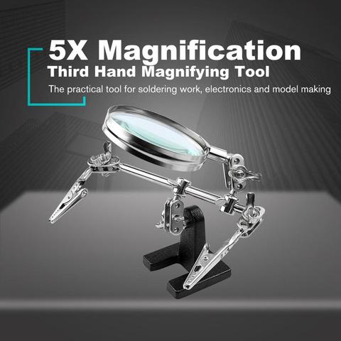 2022 Helping Third Hand Tool Soldering Stand With 5X Welding Magnifying Glass 2 Alligator Clips 360 Degree Rotating Adjustable ► Photo 1/6