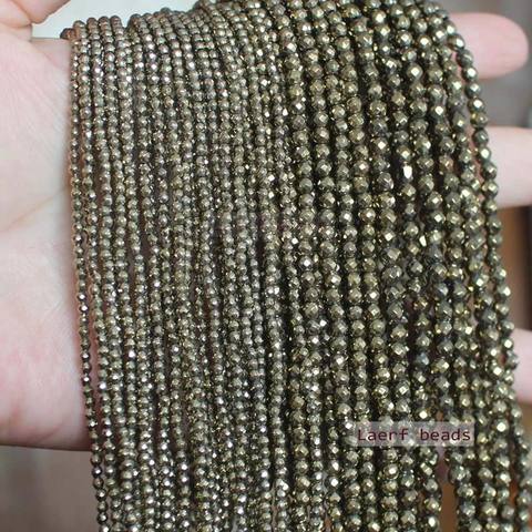 Natural Faceted Pyrite Round 2mm/3mm/4mm Loose Beads,For DIY Jewelry Making ! Necklace ,Bracelet ► Photo 1/4