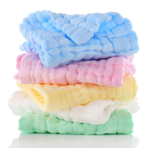 5pcs/set Baby towel 100% Cotton Square Muslin Baby Towels 6layers Water Washing Handkerchief Newborn Baby Nursing Towel 30*30cm ► Photo 1/6