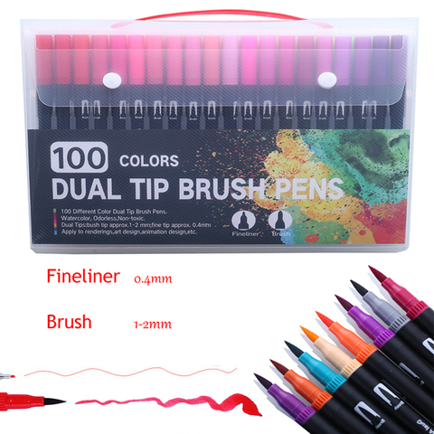 Cartoon 12 Colors Watercolor Pens Set Painting Brush