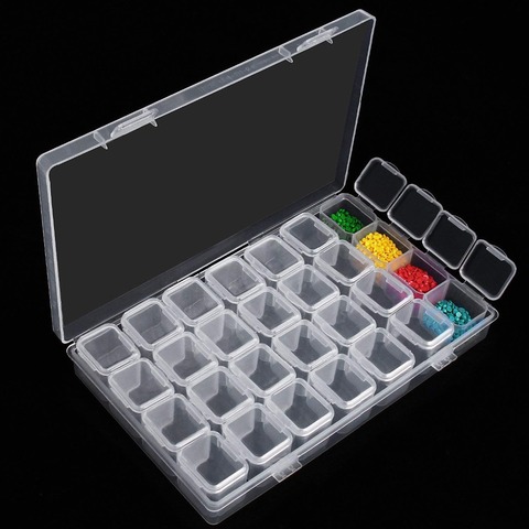 28 Slots Plastic Storage Box Diamond Painting kits Nail Art Rhinestone Tools Beads Storage Box Case Organizer Holder sale 2022 ► Photo 1/6