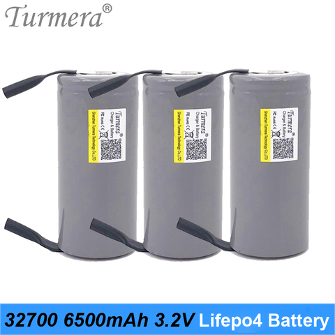 Turmera 32700 Lifepo4 Battery 3.2V 6500mah 33A 55A Welding Strip for Electric Bike Battery 12V 24V 36V 48V Solar Panel UPS Power ► Photo 1/6