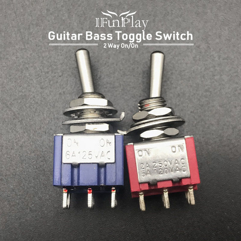 Mini 2 Way Electric Guitar Bass Toggle Switch AC 125V 6A ON/ON Red/Blue for Choose Elctric Guitarra Accessories ► Photo 1/6