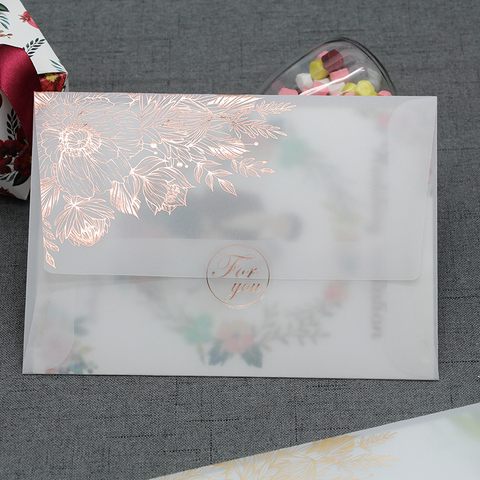 24pcs/lot Rose Gold Bronzing Transparent Envelopes Litmus Paper Envelopes For Wedding Invitation Business Use ► Photo 1/5