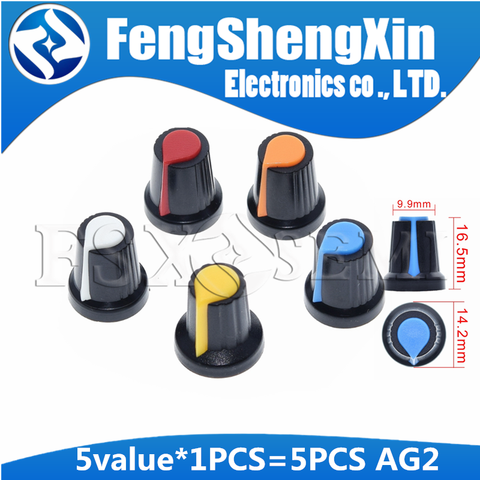 5colorX1pcs=5pcs New WH148 potentiometer knob cap(copper core) 15X17mm 6mm Shaft Hole AG2 Yellow Orange Blue White Red ► Photo 1/2