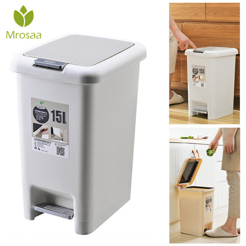 10L/15L Plastic Pressing Type Trash Can Bucket Square Waste Bins Foot Pedal  Home Kitchen Bathroom Trash Bin Garbage Bag Holder - Price history & Review, AliExpress Seller - Fully Warmer Store