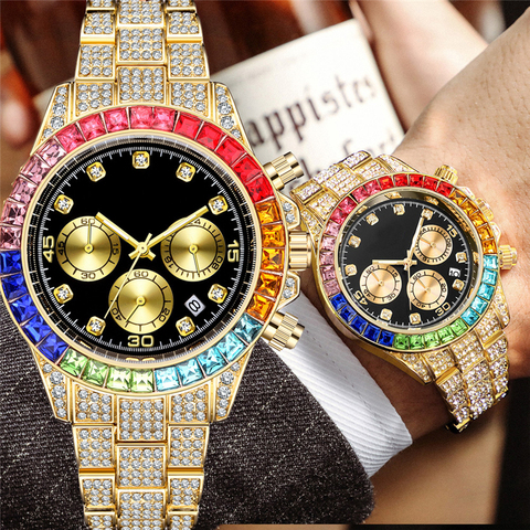Large Dial Men's Watch Gold Three-Eye Six-Hand Calendar Watch Steel Belt Multi-Function Watches Luxury Men Relogio Masculino ► Photo 1/1