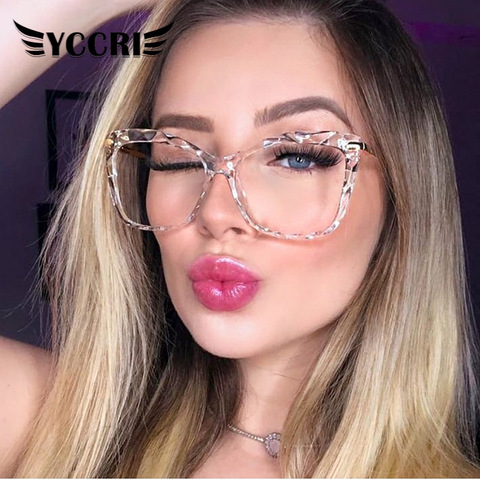 2022 Cat's Eye Transparent Glasses Fashion Square Spectacles Framework Women Fashion Design Sexy Frame Optical Computer Glasses ► Photo 1/6