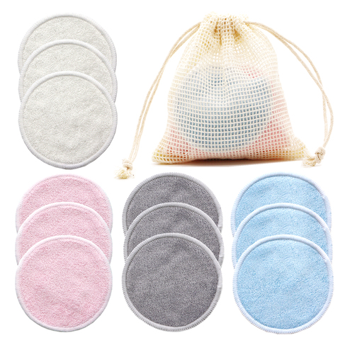 Reusable Bamboo Makeup Removal Pads Cotton 12pcs/Pack Microfiber Washable Rounds Cleansing Facial Tools Make Up Removal Pad ► Photo 1/6