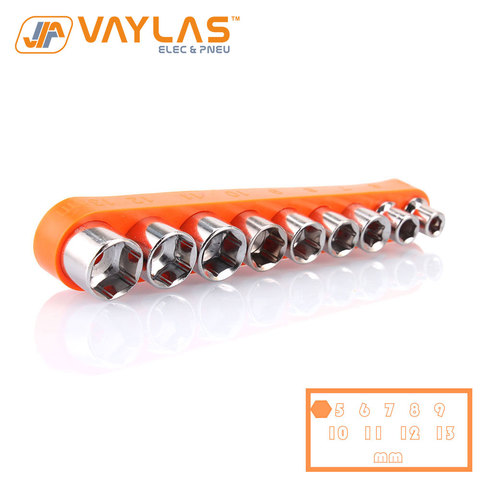 9Pcs Hex Size 5-13mm Socket Bit Set For 1/4 Inch Socket Wrench with Rubber Material Orange Color Socket Bits Storage ► Photo 1/5