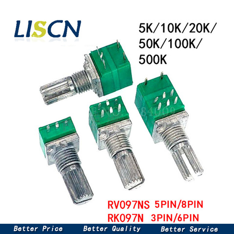 5PCS RV097NS / RK097NS volume potentiometer 3/5/6 / 8PIN resistance value B5K 10K 20K 50K 100K adjustable potentiometer RK097N ► Photo 1/1