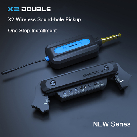 DOUBLE X2 Wireless Soundhole Pickup with Receiver Microphone 30M Transmission for 80-120mm Sound-hole Acoustic Guitar Pickup ► Photo 1/6