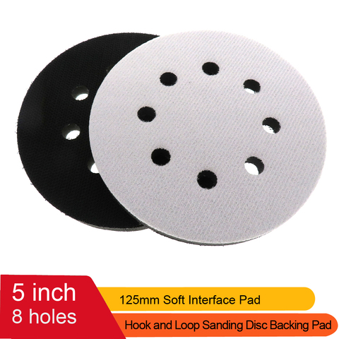 2Pack 5 Inch 125MM 8 Holes Soft Density Interface Pads Hook and Loop 5