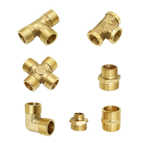 Brass 1/4“ 1/2 3/4 1inch Male Female Thread Connector Elbow Tee Cross Water Splitter Repair Copper Fittings Reducing Connector 1 ► Photo 1/6