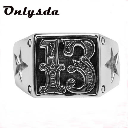 Motor Biker Lucky Number 13 Ring  Stainless Steel Men Boys Fashion Cool Man Biker Ring Gift OSR578 ► Photo 1/5