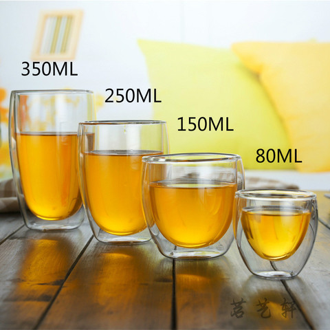 Heat Resistant Double Wall Glass Cup 80/150/250/350 Ml Beer Coffee Water Cups Transparent Cup Wholesale Drink Glass Set ► Photo 1/6