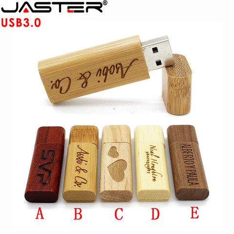 JASTER USB 3.0 LOGO Wooden bamboo USB flash drive pen driver wood pendrive 4GB 16GB 32GB 64GB  creativo personal LOGO high speed ► Photo 1/6