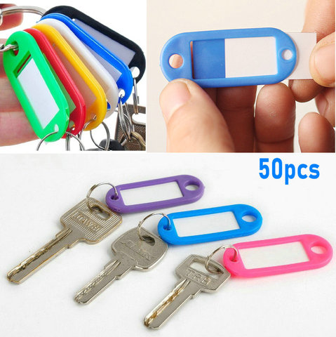 50 PCs / Pack Key Tags Plastic Key Rings ID Tags Name Label Key Fob Tag with Split Ring Numbered Name Baggage Luggage Tags ► Photo 1/6