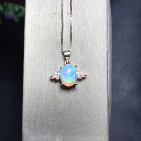 Angel necklace. Colorful natural fire color Opal, fairy tale Necklace 925 Sterling Silver Lady ► Photo 1/5