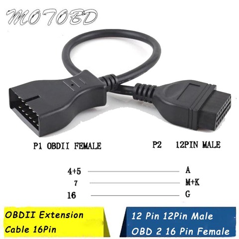 Car Dignotsic Scanner Cord for G 12 Pin 12Pin Male OBD 2 16 Pin Female Connector Adapter Auto Diagnostic Extension Cable ► Photo 1/6