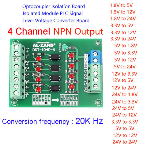 AL-ZARD Optocoupler Isolation Board Voltage Converter Isolated Module PLC Signal Level Board NPN Output 1.8V 3.3V 5V 12V 24V ► Photo 1/6