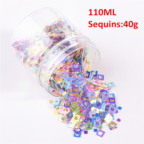 6mm Macaroon Colors Hollow Square Shape Loose Sequins Paillettes For Nail Arts Manicure,Wedding Decoration Confetti 1000Pcs ► Photo 1/6