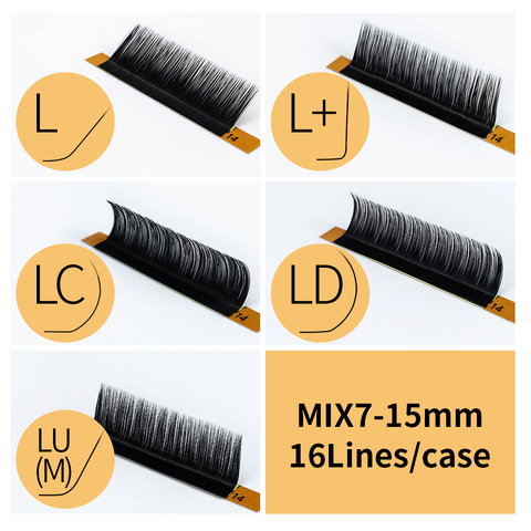 L/L+/LC/LD/LU(M)/N Curl 7~15mm MIX 16rows/case Mink Eyelash Extension,L Individual Eyelashes,L Lashes,L False Eyelashes ► Photo 1/6
