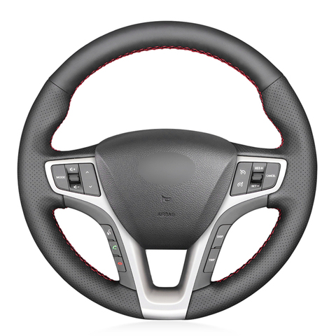 Black PU Faux Leather DIY Hand-stitched Car Steering Wheel Cover for Hyundai I40 2011-2022 ► Photo 1/6