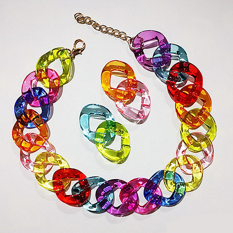 FishSheep Transparent Acrylic Chain Big Necklace For Women Colorful Clear Choker Collar Necklace 2022 Fashion Jewelry Gift ► Photo 1/6