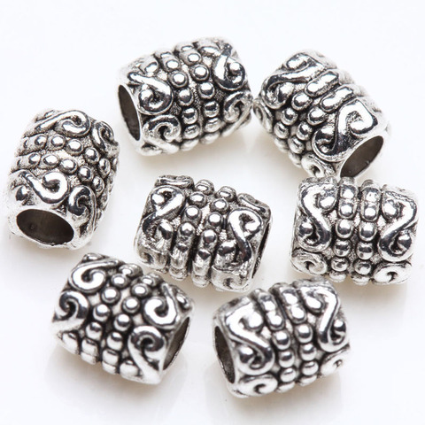 50 100Pcs Carved Loose Spacer Tube Metal Beads For Jewelry Making DIY Bracelet Necklace Accessories Tibetan Silver Color 6*5mm ► Photo 1/2