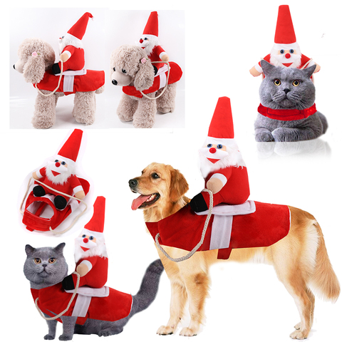 Dog Costume Pet Cat Clothes Christmas Funny Santa Claus Riding Equipment Dress Role Play Apparel Kitty Kitten Cosplay ► Photo 1/6